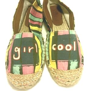 NWOT SUNDIAS Stripe peep espadrilles